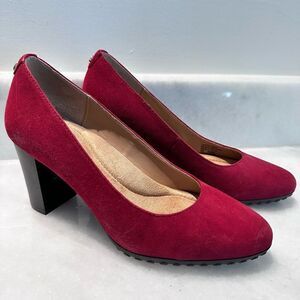 Giani Bernini Memory Foam Tavetti Pumps Dark Red Suede Shoes Size 6.5M